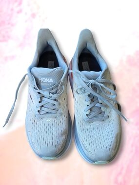 HOKA Clifton 8 Women's size 9.5 D Light Blue Running Shoes Sneaker.